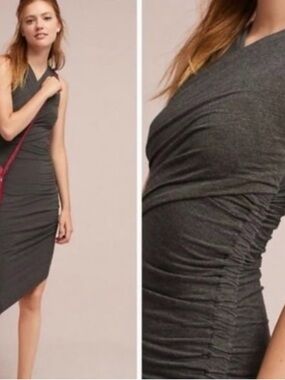 Moulinette Soeurs for Anthropology Elegant Charcoal Wrap Dress SzM